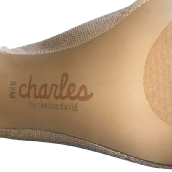 Charles David Rebellious Stretch Knit Peep Toe Sock Boots Beige Nude 4" Heel 8.5 - Picture 5 of 9